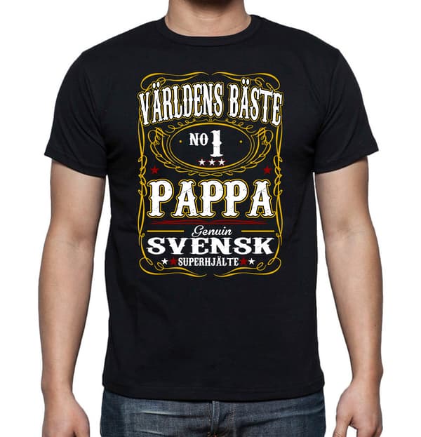 Pappa T-shirt  - Genuin Världens Bästa Pappa Small