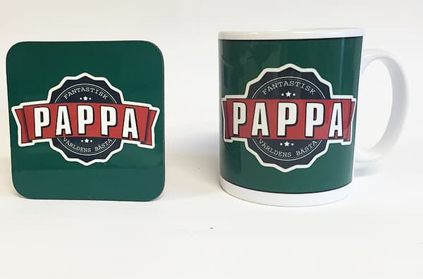 Pappa Mugg + Underlägg med vintage stil Pappa tryck
