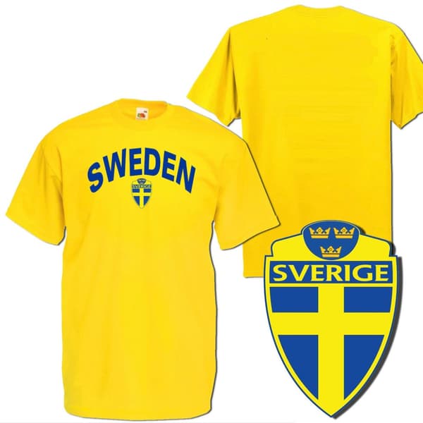Sweden gul sverige t-shirt med tryck Gul L