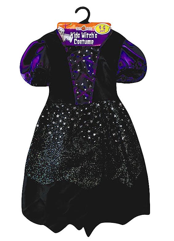 Halloween maskeraddräkt barn häxa svart + glitter