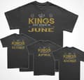 Miniatyrbild 1 av 4: King födelsedag T-shirt Kings are born in. Välja månad
