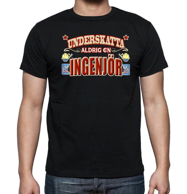 Yrkes T-shirt  - Underskatta aldrig en Ingenjör Svart L