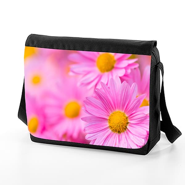 Rosa blommor med axelrem - Messenger Bag