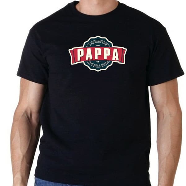 T-shirt med Pappa vintage stil färg tryck + mugg + mössa paket
