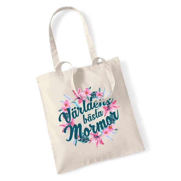 Världens bästa Mormor shopping väska - Bloom Tote bag tygkasse