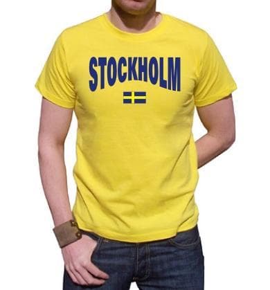 Stockholm Gul T-shirt med Svensk Flagga XXL
