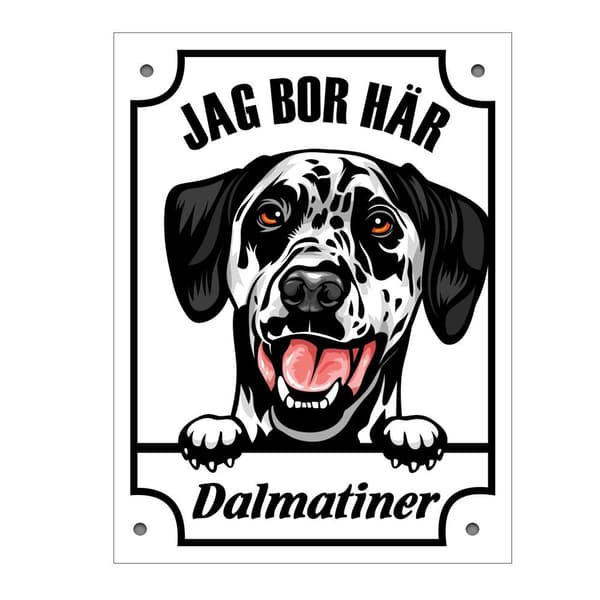 Plåtskylt Dalmatiner Kikande hund skylt