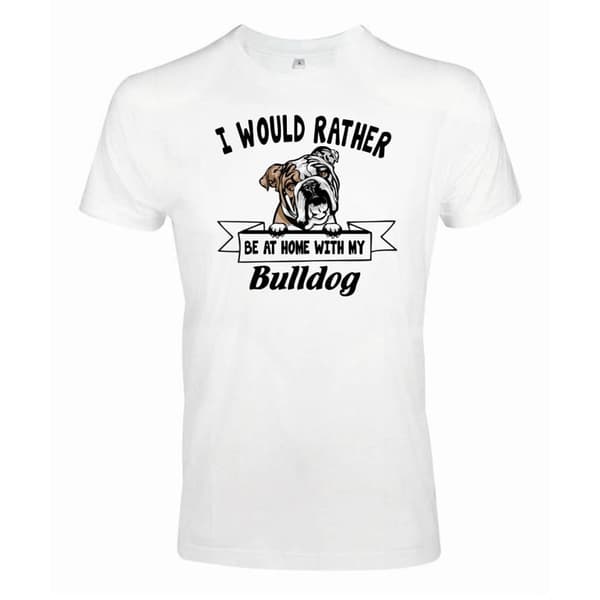 Bulldog Kikande hund t-shirt - Rather be with... Vit M