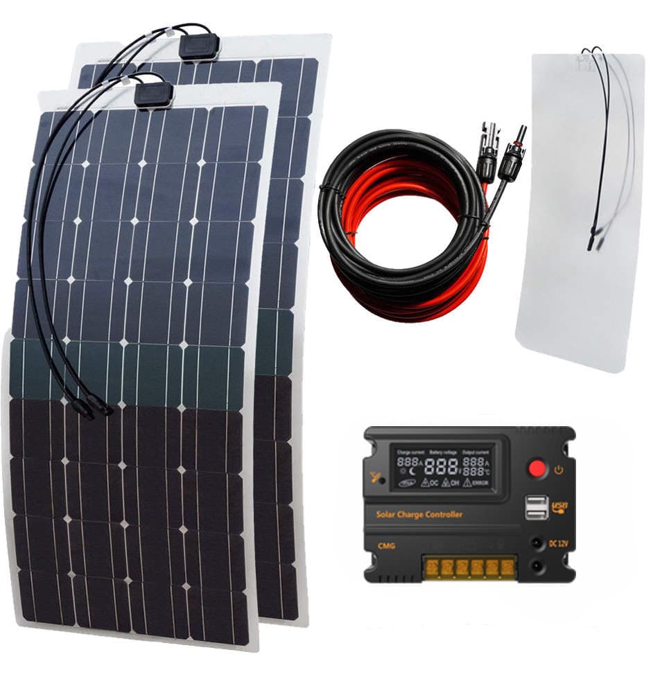Solpanelskit flex 200w mono komplett till husvagn/husbil