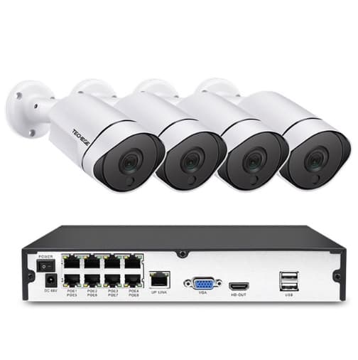 Techege PoE Övervakningssystem 1080P 8Kameror IP67