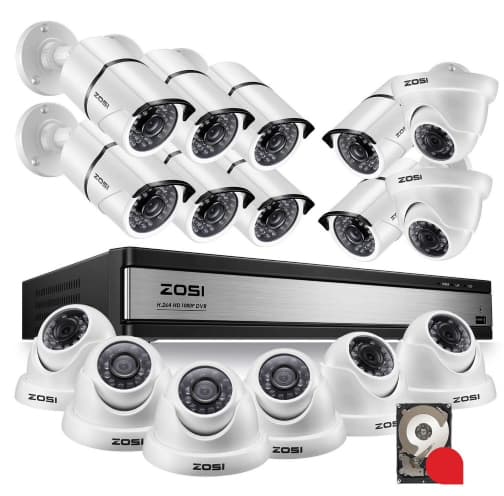 ZOSI Övervakningspaket 16st kameror 1080P IP67 3TB