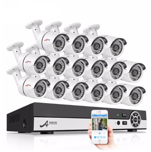 ANRAN övervakningssystem 16 st kameror 720P IP66 2TB