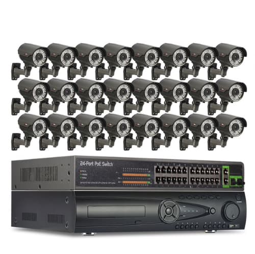 ANRAN PoE Övervakningssystem 24 st kameror 1080P IP66 2TB