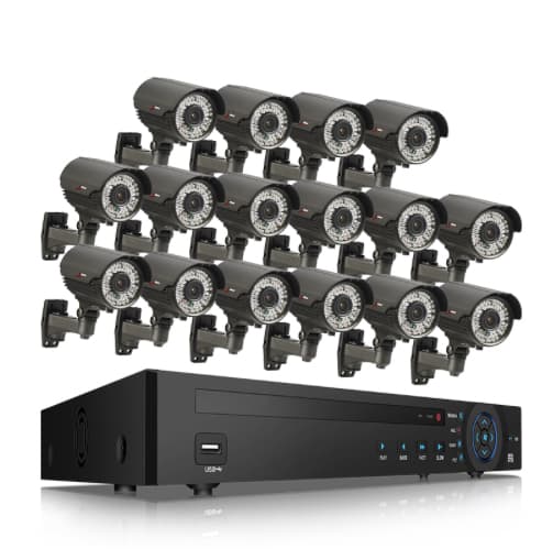 ANRAN PoE Övervakningssystem 16 st kameror 1080P IP66 3TB