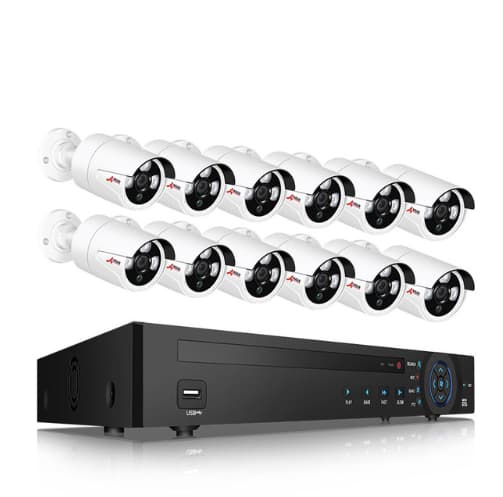 ANRAN PoE Övervakningssystem 12 st kameror 5MP IP66 4TB