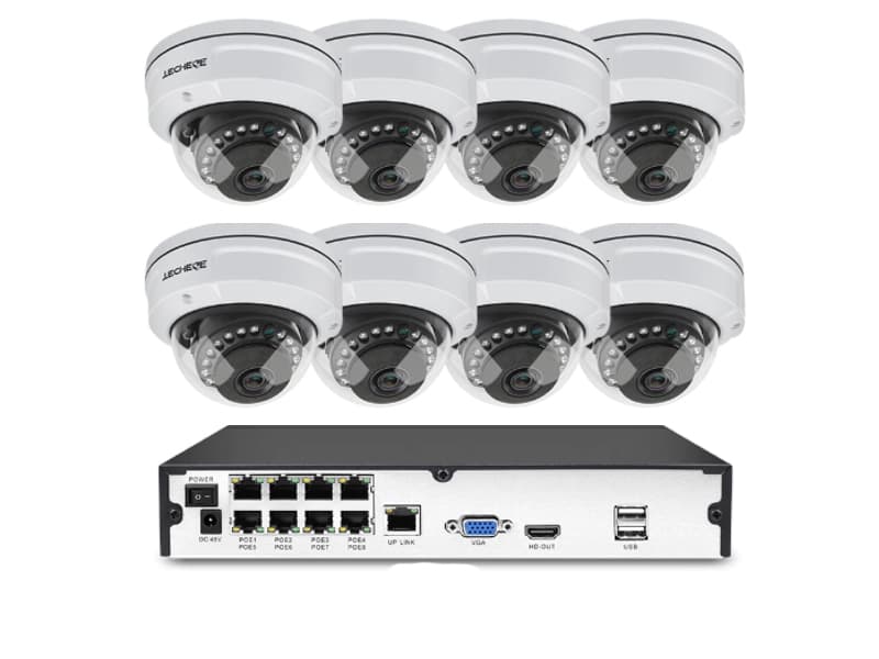 Techege PoE Overvåkingssystem 4st IP-kameraer 1080 IP67