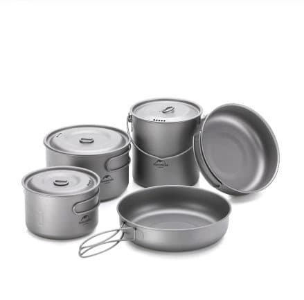 Camping backpacking kokkärl komplett set titanium