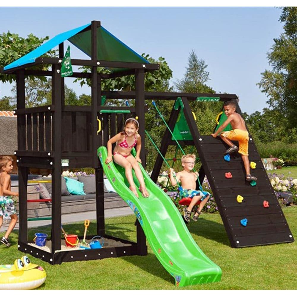 Jungle Gym Hut + Climb Modul X'tra excl. rutschebane, grundmalet sort