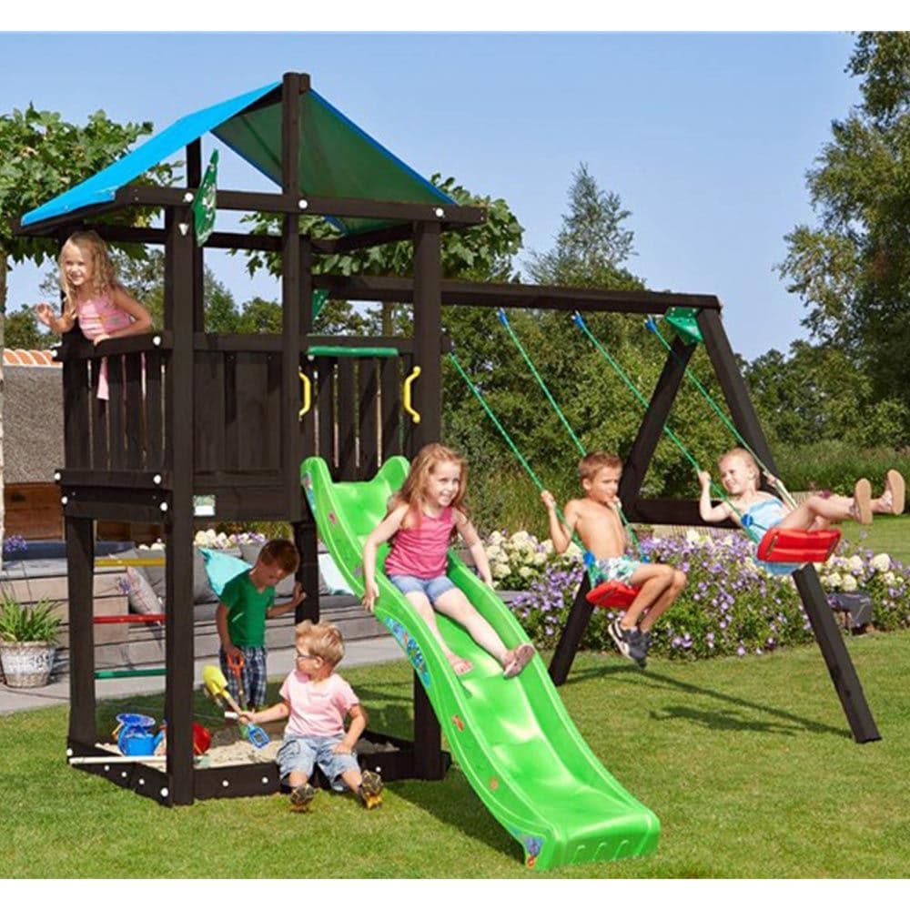 Jungle Gym Hut + Swing Modul X'tra excl. rutschebane, grundmalet sort