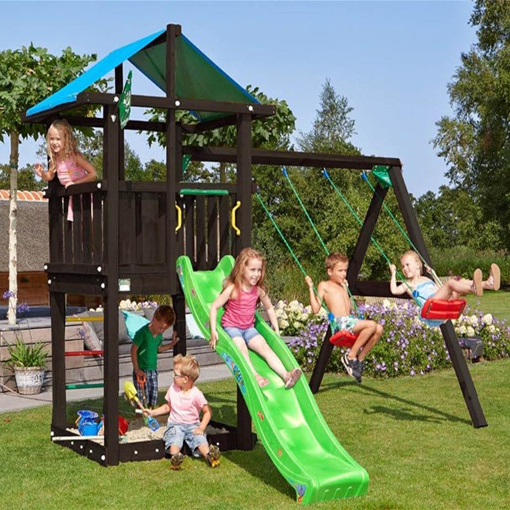 Jungle Gym Hut + Swing Modul X'tra, grundmalet sort
