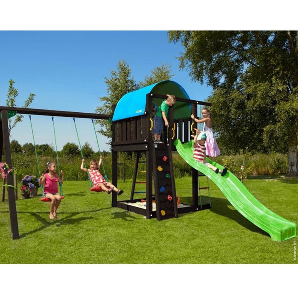 Jungle Gym Villa + Swing Modul X'tra excl. rutschebane, grundmalet sort