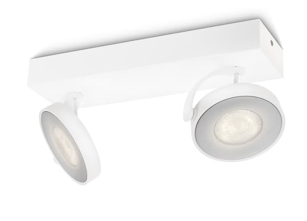 Philips Dimmable LED Clockwork dubbel spot, Utanpåliggande spotlight, 2 lampor, LED, 4,5 W, 2700 K, Vit
