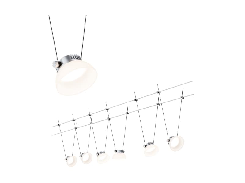Paulmann 941.13, Rail lighting spot, 6 lampor, LED, 1 W, 200 LM, Krom, Vit