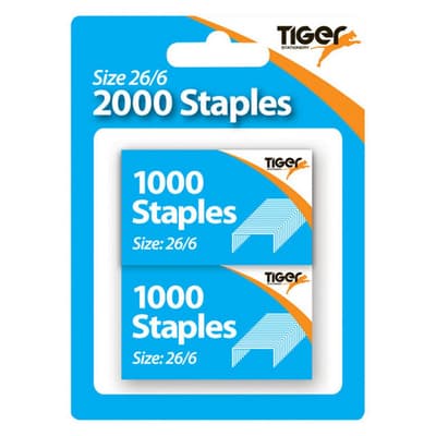 Tiger 26/6 2 Pack of 1000 Staples