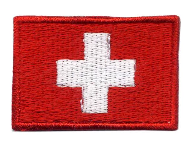 SWITZERLAND flag embroidered/badge patche L 4,5 cm H 3 cm 4 pcs