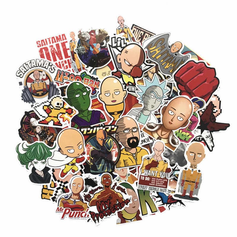 Klistermærke, 50 stk - One Punch Man