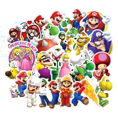 50 stk Super Mario Gadget Stickers Set Vinyl Gjenbrukbar