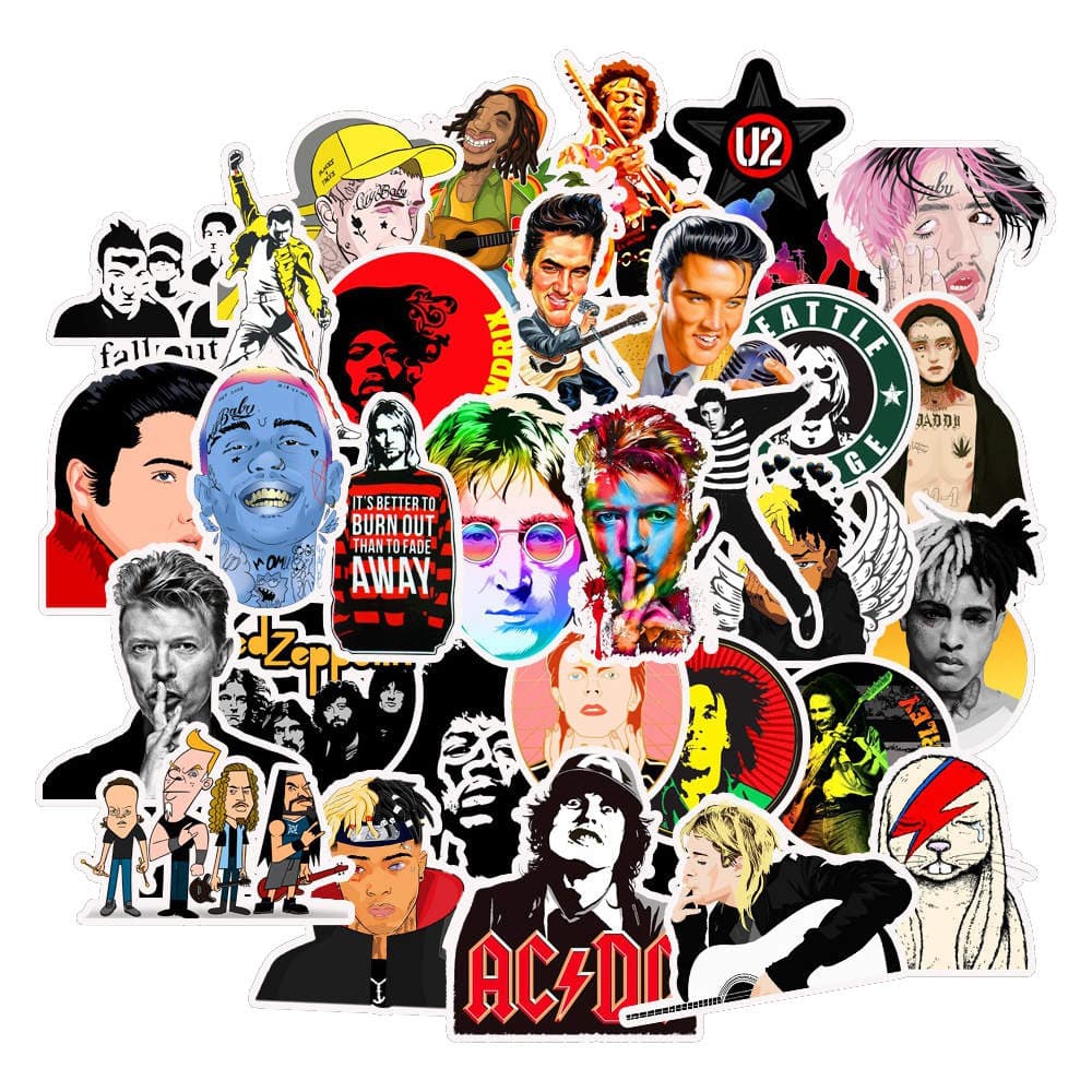 50st Pop Rock Legends Gadget klistermærker Sæt Vinyl-stickers Genanvendelig