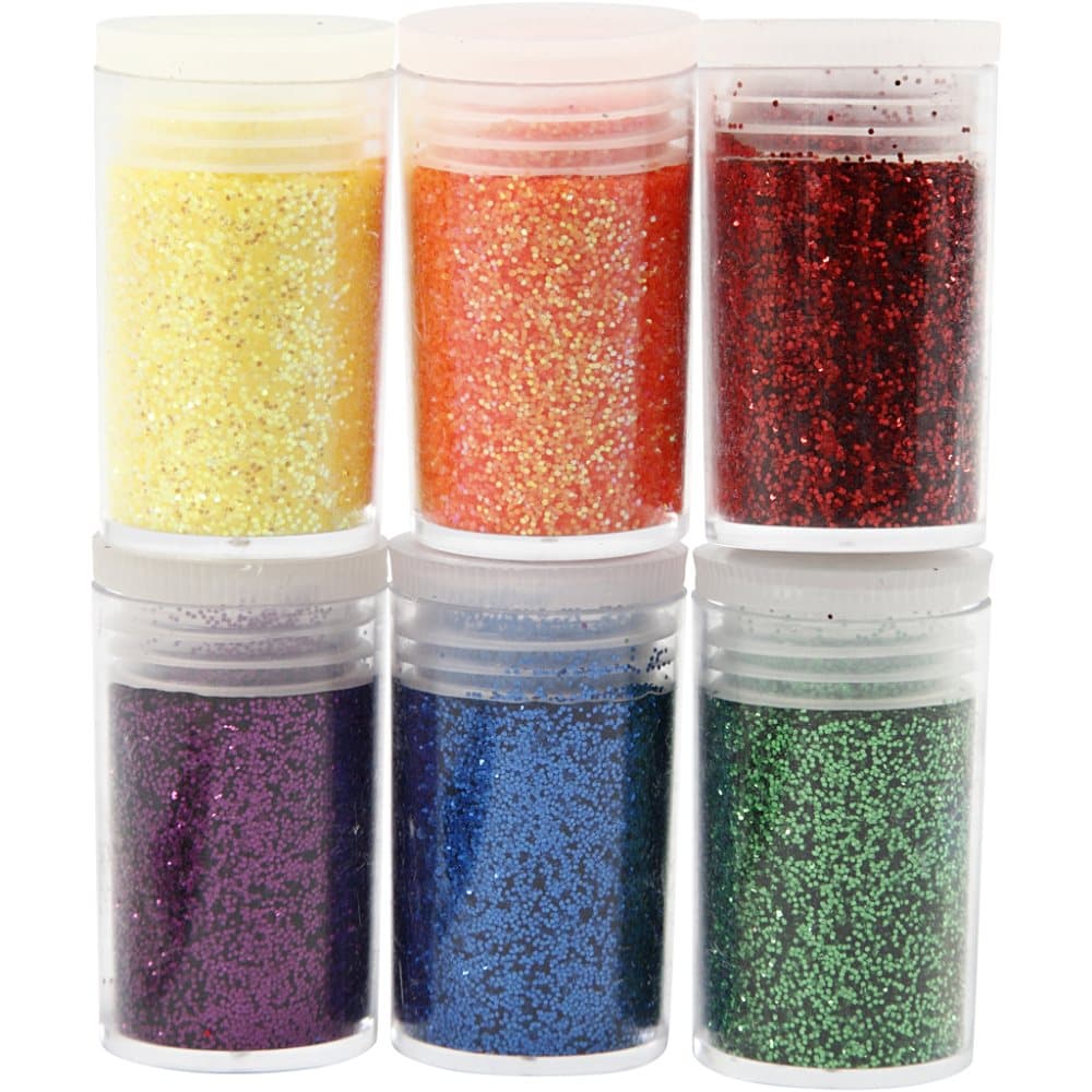 Glitter, mixade färger, 6x5 g/ 1 förp.