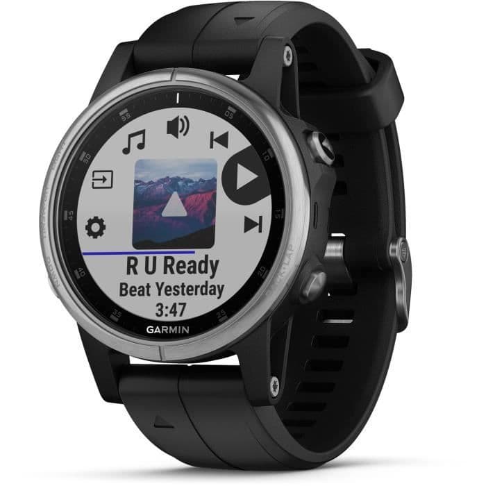 Garmin - fenix 5s Plus GPS vandreur, sort sølv med sort rem