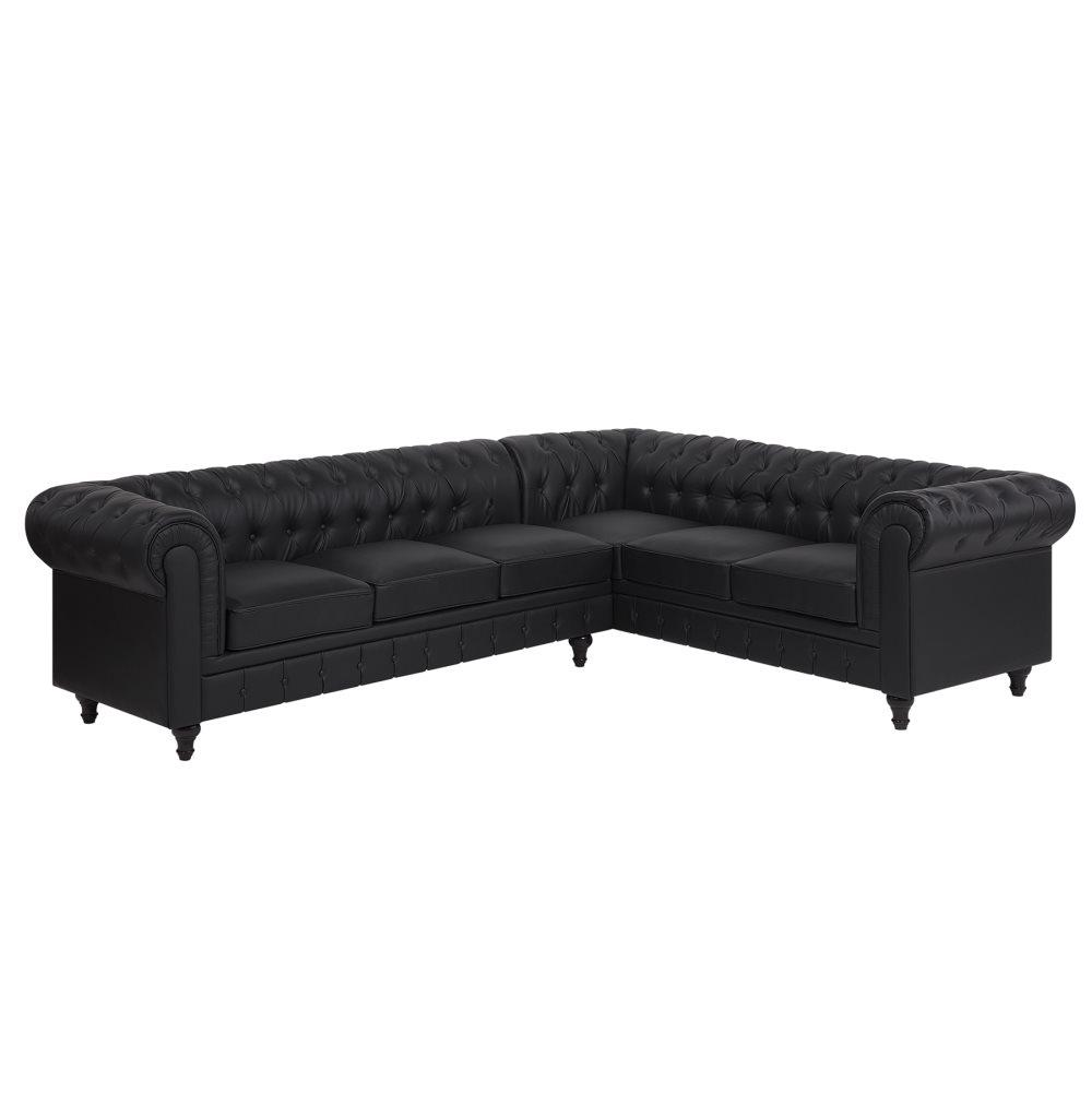 Sofa Venstrevendt Sort CHESTERFIELD