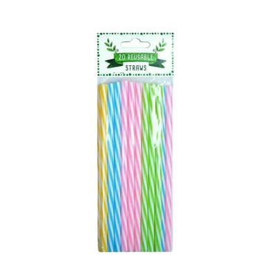 Bello Reusable Plastic Straws (Pack Of 20)