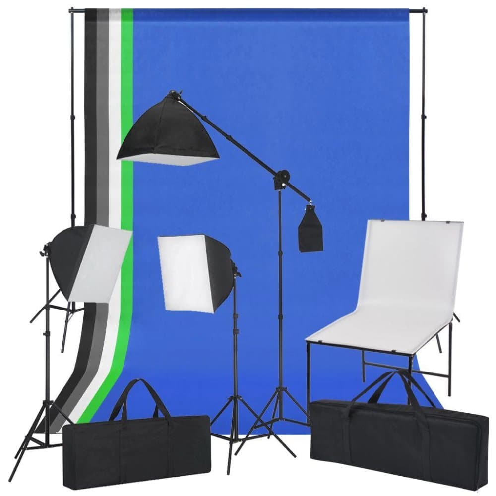 vidaXL fotostudiesæt med fotobord lys og baggrunde