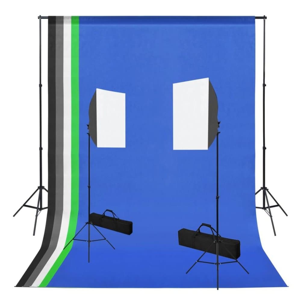 vidaXL Fotostudiosett med softbokslys og bakgrunner