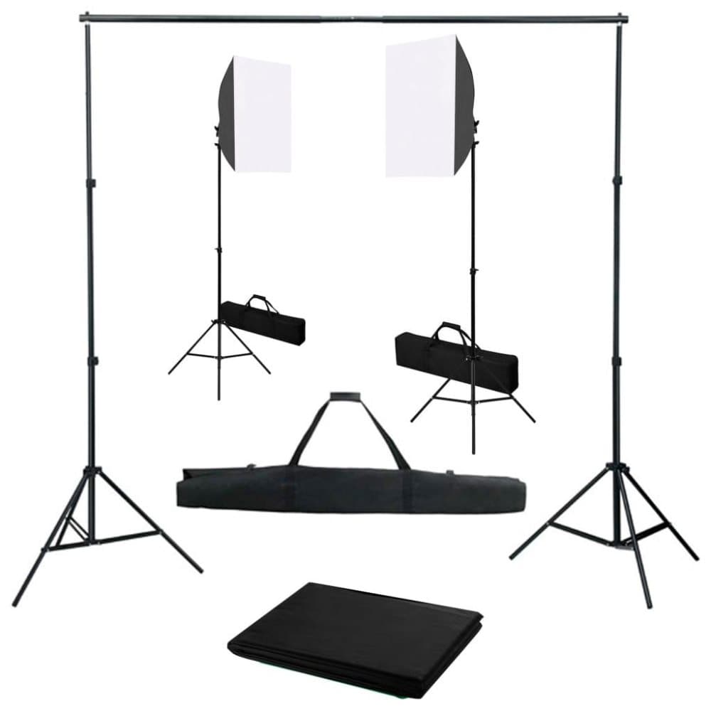vidaXL fotostudiesæt med softbox-lamper og baggrund