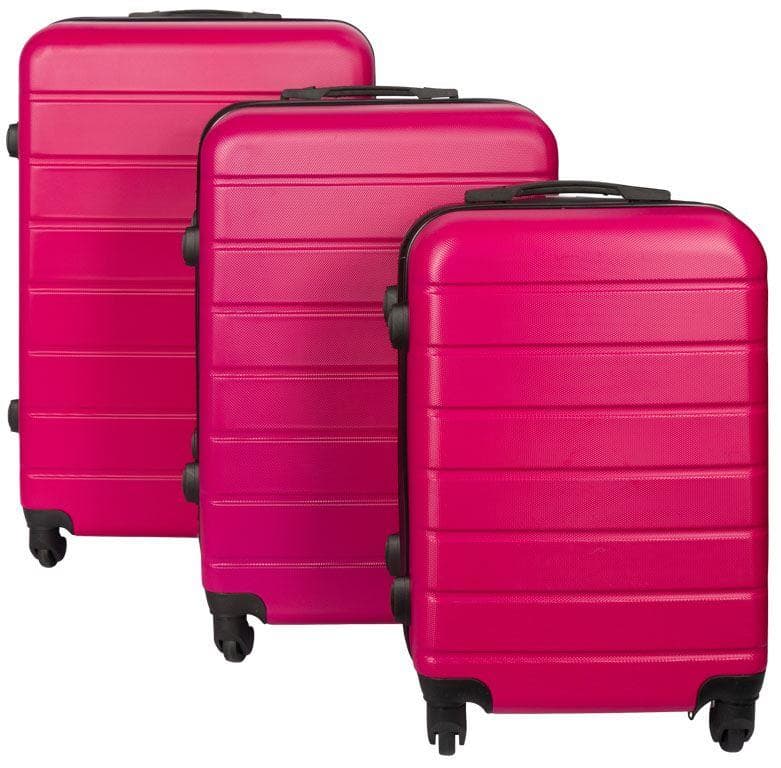 Kuffertsæt eksklusiv - Sæt med 3 stk i pink - Hard case letvægtskufferter