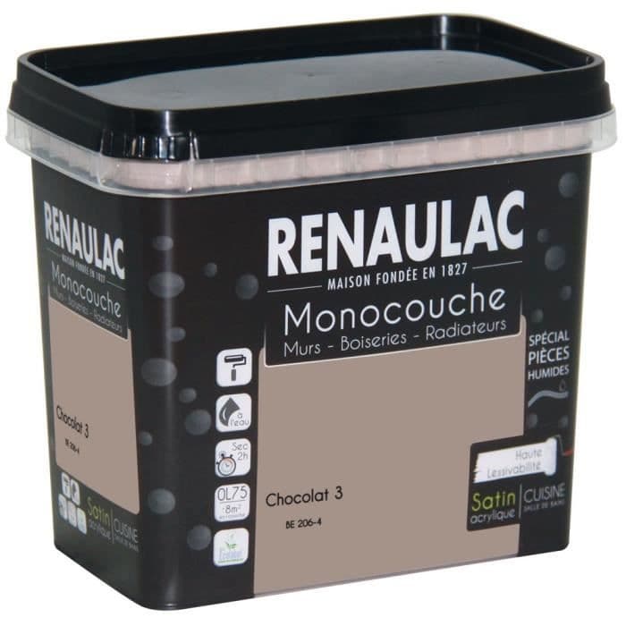 Mono-lag vægmaling til vådrum 0,75 L satinchokolade Vægge / Wainscoting / Radiatorer - RENAULAC