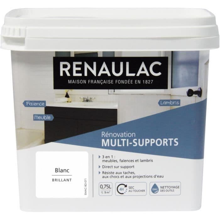 RENAULAC Renoveringsmaling Multi-support 3 i 1 Hvid - Glans - 0,75L - 9m² / pot