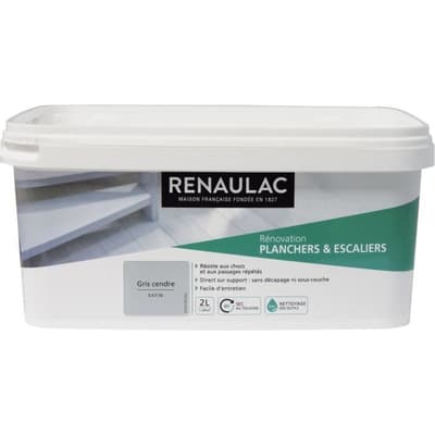 RENAULAC Renoveringsgulv og trappefarv Ash Grey - Satin - 2L - 24m² / opbevaring
