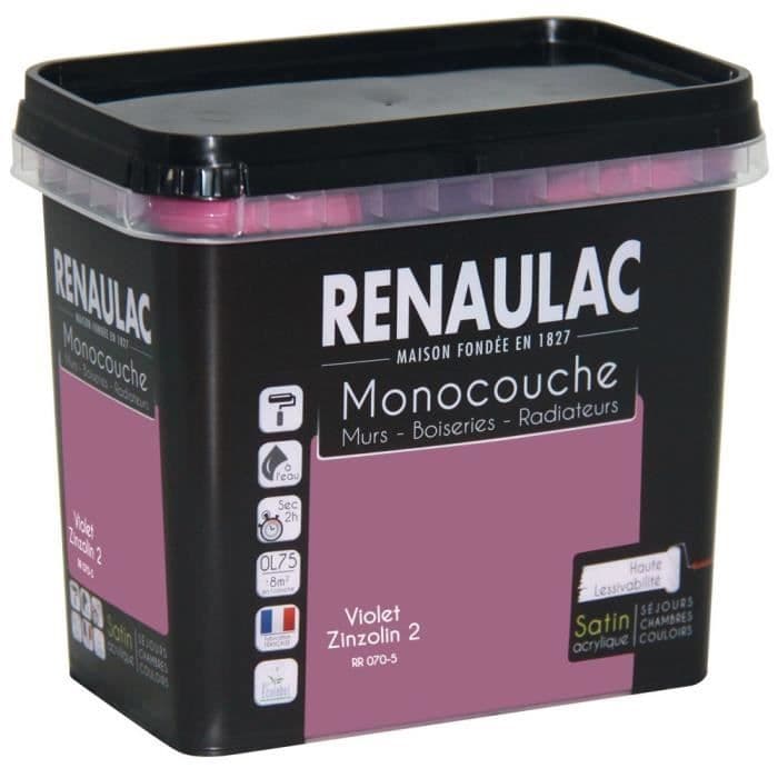 Monolag vægmaling multistøtte 0,75 L violet zinzolin satin Vægge / paneler / radiatorer - RENAULAC
