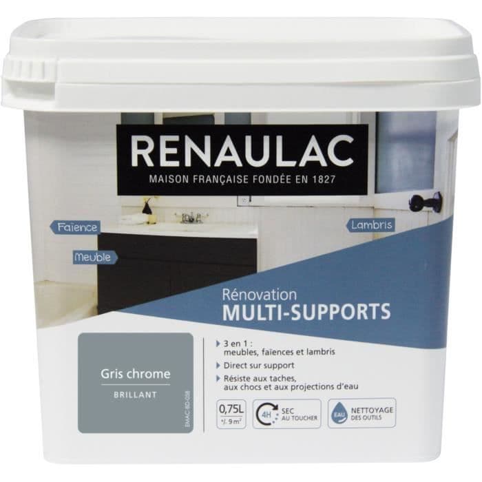 RENAULAC Renoveringsmaling Multisupports 3 i 1 grå krom - Brillant - 0,75L - 9m² / depositum