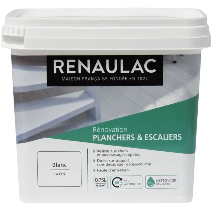 RENAULAC Maleri renovering Gulv og trapper Hvid - Satin - 0,75L - 9m² / opbevaring