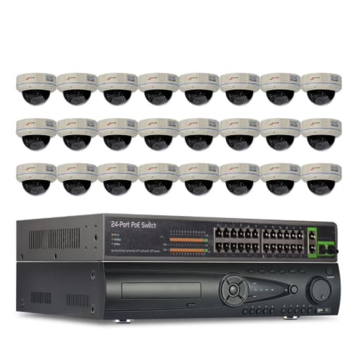 ANRAN PoE Övervakningssystem 24 st kameror 1080P IP66 Dome 4TB