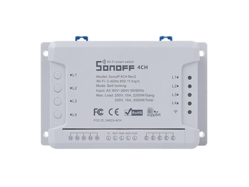 Sonoff 4-kanalu išmani rele valdoma WiFi - 230VAC 2200W