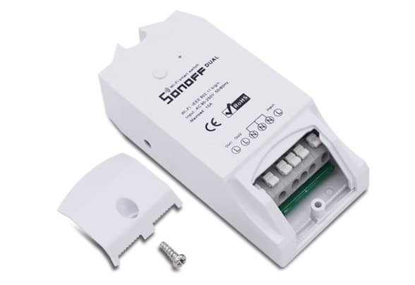 Sonoff Dual, Ledning & Trådløs, Wi-Fi, Hvit, 2 kanaler, Vegg, WEP/WPA-PSK/WPA2-PSK