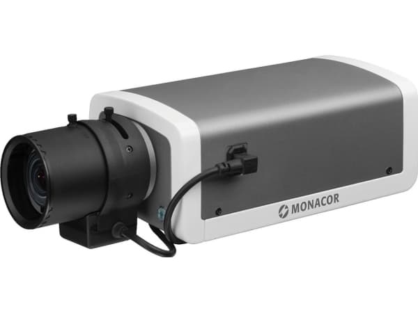 Monacor ELAX-2000BX, Overvåkningskamera, Inne & Ute, Koblet med ledninger (ikke trådløs), Boks, Vegg, Svart, Rustfritt stål, Hvit